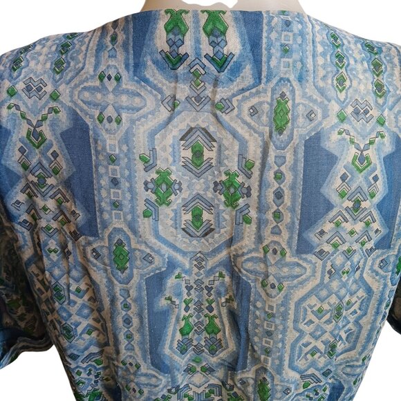 sz 10 Vintage 1960's Sheer Berkshire Geometric Print House Dress w/Belt B-Tween - Picture 9 of 15